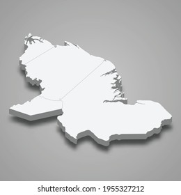 Mapa isométrico 3d del Delta Amacuro es un estado de Venezuela, ilustración vectorial
