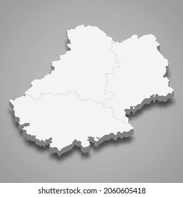 3d isometric map of Lot is a department in France, vector illustration
