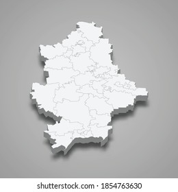Mapa isométrico 3d del óblast de Donetsk es una región de Ucrania, ilustración vectorial