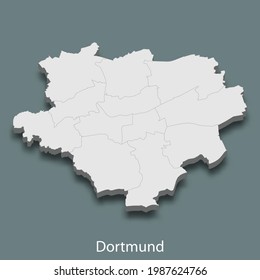 3d isometric map of Dortmund is a city of Germany, vector illustration