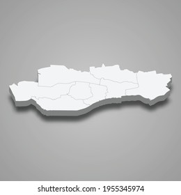 3d isometric map of Dundee is a region of Scotland, vector illustration