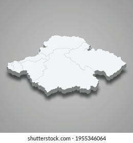 3d isometric map of East Lothian is a region of Scotland, vector illustration