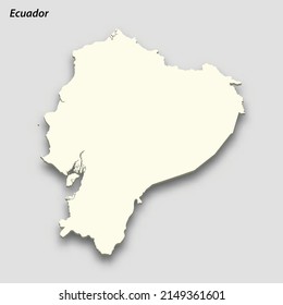 3d isometric map of Ecuador isolated with shadow. Paper card style vector illustration