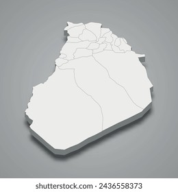 3d isometric map of El Bayadh is a region of Algeria, vector illustration