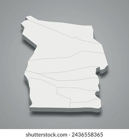 Mapa isométrico 3d de El M'Ghair es una región de Argelia, ilustración vectorial