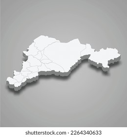 3d isometric map of El Paraiso is a province of Honduras isolated with shadow 
