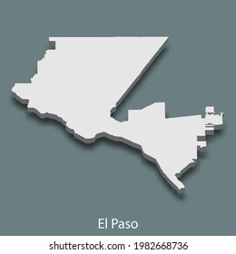 3d isometric map of El Paso is a city of United States, vector illustration