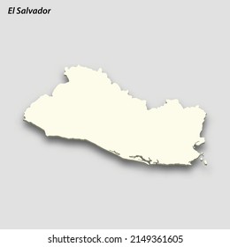 3d isometric map of El Salvador isolated with shadow. Paper card style vector illustration