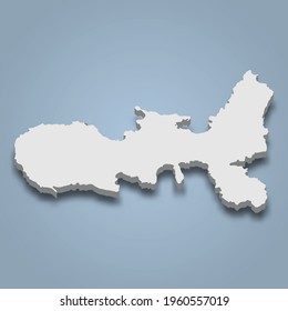 3d isometric map of Elba is an island in Italy, isolated vector illustration