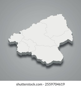 3d isometric map of Elbasan is a region of Albania, vector illustration