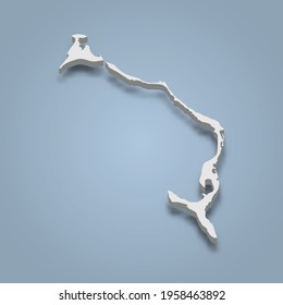 3d isometric map of Eleuthera is an island in Bahamas, isolated vector illustration