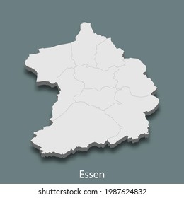 3d isometric map of Essen is a city of Germany, vector illustration