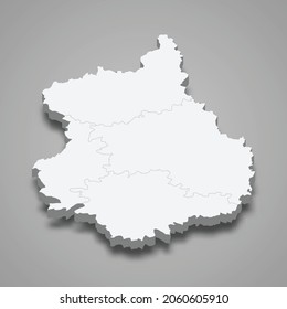 Mapa isométrico 3d de Eure-et-Loir es un departamento en Francia, ilustración vectorial