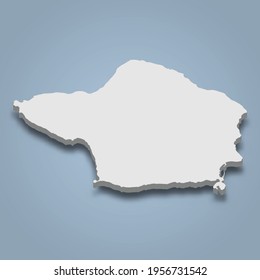 3d isometric map of Faial is an island in Azores islands, isolaated vector illustration