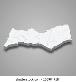 3d isometric map of Faro is a district of Portugal, vector illustration