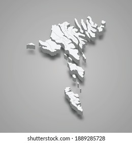 3d isometric map of Faroe Islands is a region of Denmark