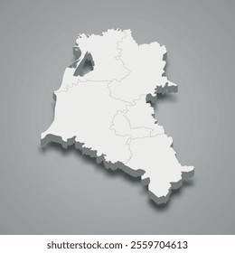 3d isometric map of Fier is a region of Albania, vector illustration