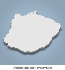 3d isometric map of Floreana is an island in Galapagos Islands, isolaated vector illustration