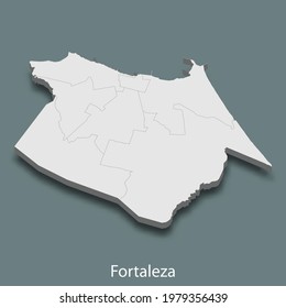 3d isometric map of Fortaleza is a city of Brazil , vector illustration