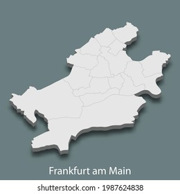 3d isometric map of Frankfurt am Main is a city of Germany, vector illustration