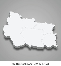 3d isometric map of Gabrovo is a province of Bulgaria isolated with shadow 