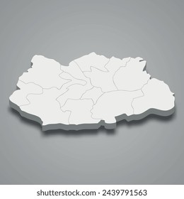 3d isometric map of Gafsa is a Governorate of Tunisia, vector illustration