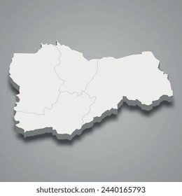 Mapa isométrico 3d de Gbeke es la región de Costa de Marfil, ilustración vectorial