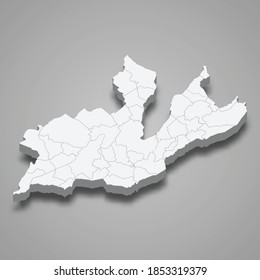 3d isometric map of Geneva is a canton of Switzerland, vector illustration