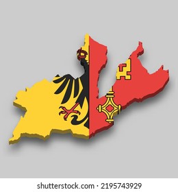 3d Mapa isométrico de Ginebra es una región de Suiza con bandera nacional