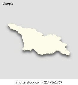 3d isometric map of Georgia isolated with shadow. Paper card style vector illustration
