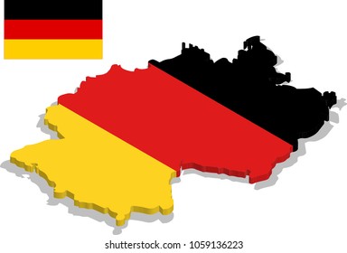 3d isometric map of Germany with flag texture, capital.