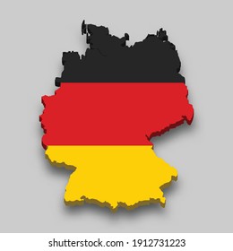 3d Isometric Map Of Germany With National Flag. Vector Illustration.