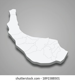 Mapa isométrico 3d de Gilan es una provincia de Irán, ilustración vectorial