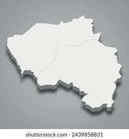 3d isometric map of Goh-Djiboua is autonomous districts of Ivory Coast, vector illustration