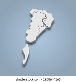 3d isometric map of Golden Isles is an archipelago in Georgia State, isolated vector illustration