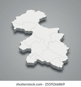 3d isometric map of Gorizia is a region of Slovenia, vector illustration