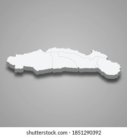 3d isometric map of Gorontalo is a province of Indonesia, vector illustration