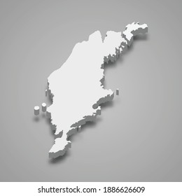 3d mapa isométrico de Gotland es un condado de Suecia, ilustración vectorial