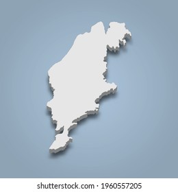 3d isometric map of Gotland is an island in Sweden, isolated vector illustration