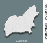 3d isometric map of Guarulhos is a city of Brazil , vector illustration