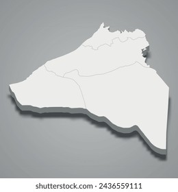 3d isometric map of Guelmim-Oued Noun is a region of Morocco, vector illustration