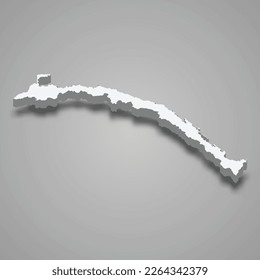 3d isometric map of Guna-Yala is a province of Panama isolated with shadow 