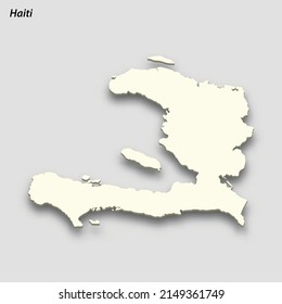 3d isometric map of Haiti isolated with shadow. Paper card style vector illustration