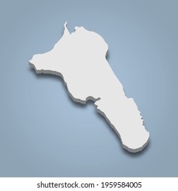 3d isometric map of Havelock is an island in India, isolated vector illustration