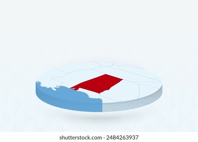 3D Isometric Map Highlighting Alabama in Red. Vector illustration.