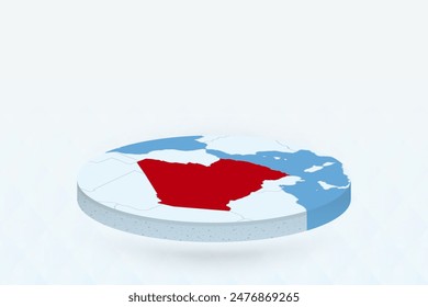 Mapa isométrico 3D que destaca Argelia en rojo. Ilustración vectorial.