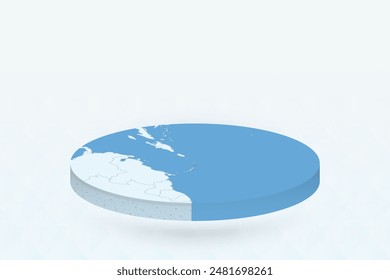 3D Isometric Map Highlighting Antigua and Barbuda in Red. Vector illustration.