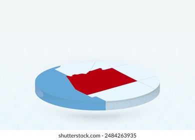 3D Isometric Map Highlighting Arizona in Red. Vector illustration.