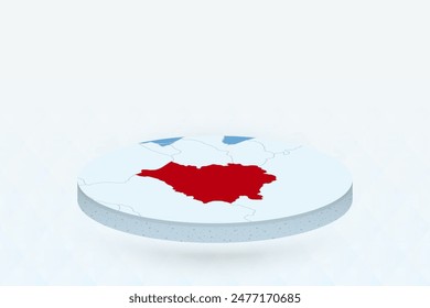 Mapa isométrico 3D que destaca Bielorrusia en rojo. Ilustración vectorial.