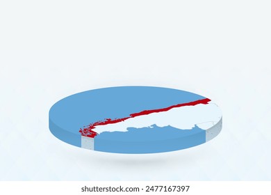 3D Isometric Map Highlighting Chile in Red. Vector illustration.
